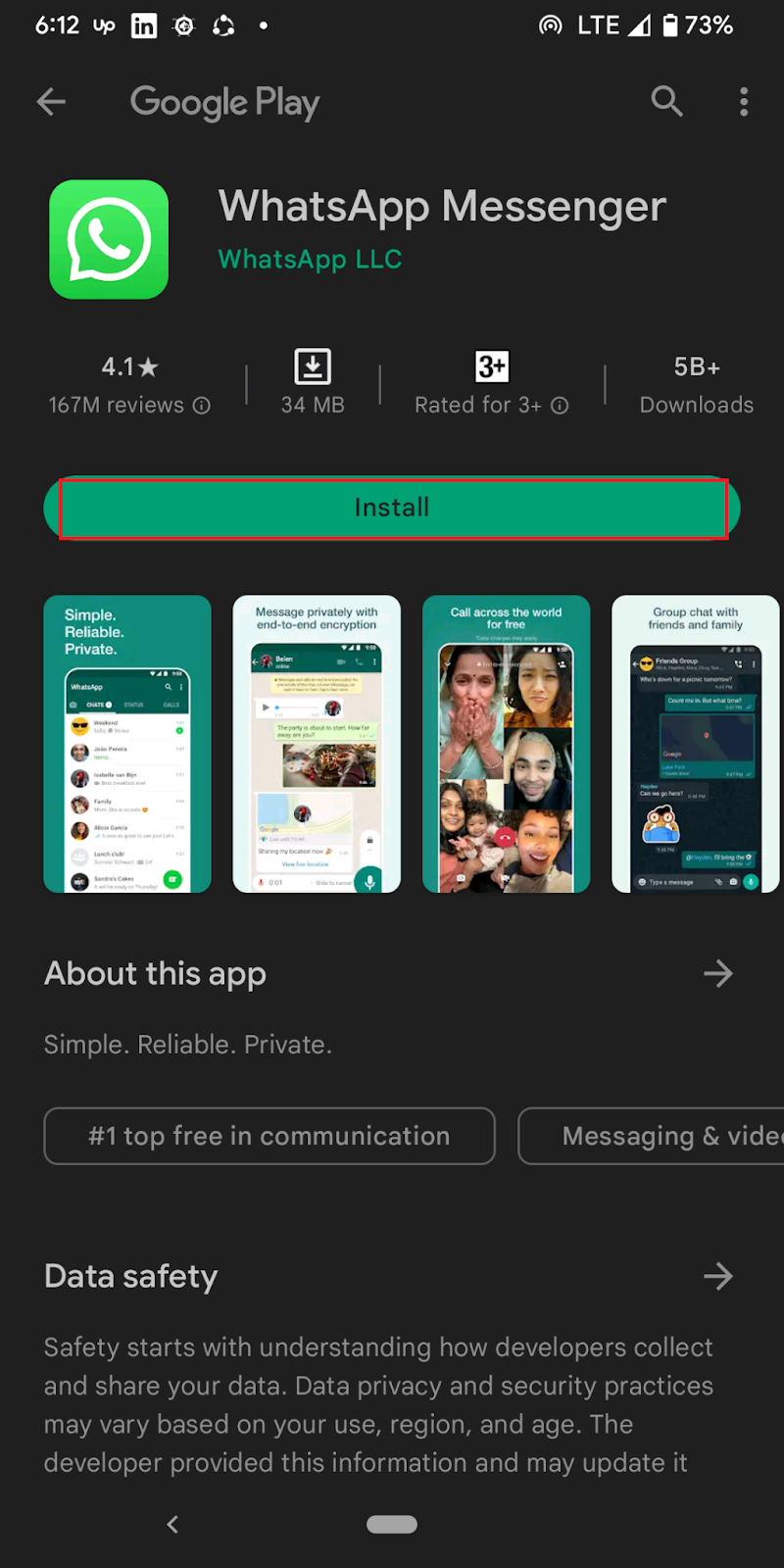 Instalar la aplicación WhatsApp
