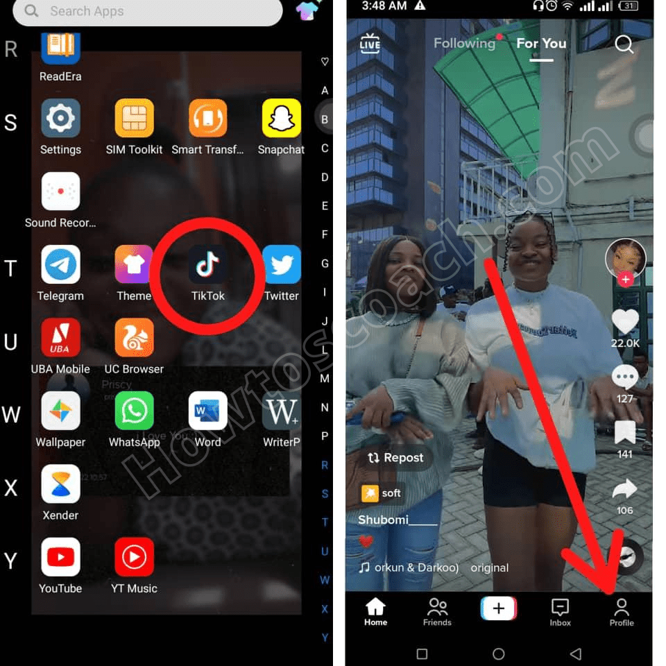 si está utilizando un teléfono móvil, haga clic en el icono de perfil en la esquina inferior derecha.