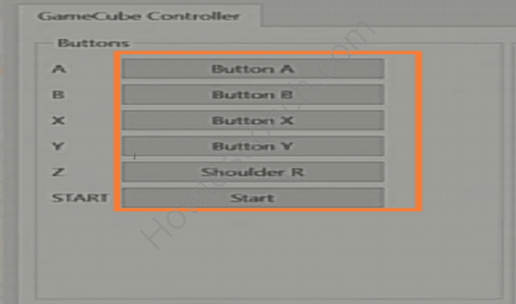 A continuación, haga clic en 'A' y presione el botón A en su controlador, haga clic en 'B' y presione el botón B, presione el botón X para 'X', el botón Y para 'Y', presione el hombro R para 'Z' y presione ' Inicio' para la opción Inicio